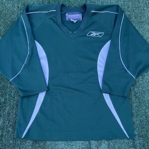 Vintage Reebok Jersey Mens Large Dark Green Hockey #10 Practice Sports Y2K 90s